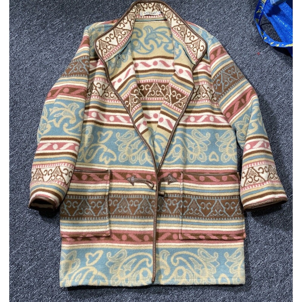 Gallery Size Medium Costa Rica Wool Blend Coat Unisex Aztec Print